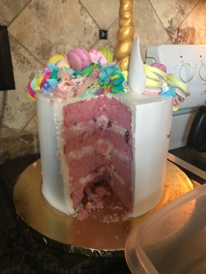 the inside of the incredible cake made for her birthday